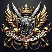 a shield with a skull and swords and the words divisi 03 menyapa