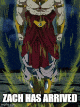 a picture of a cartoon character with the words zach has arrived
