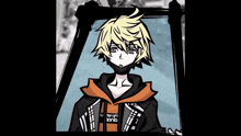 a drawing of a boy wearing a hoodie that says her of jonio