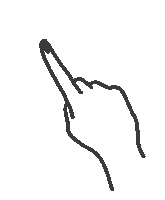a black and white drawing of a hand pressing a button with its index finger .