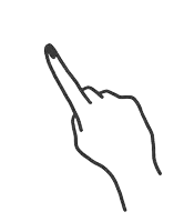 a black and white drawing of a hand pressing a button with its index finger .