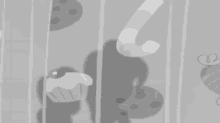 a black and white drawing of pinkie pie from my little pony sleeping .
