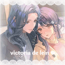 victoria de lein is written on a picture of a man and woman
