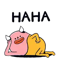 a cartoon drawing of a monster giving a thumbs up with the word hah behind him