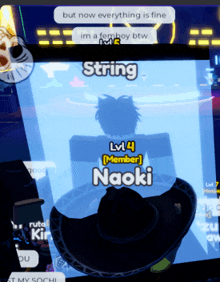 a screenshot of a video game that says string and naoki on the screen