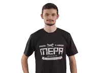 a man is wearing a shirt that says proud plumber