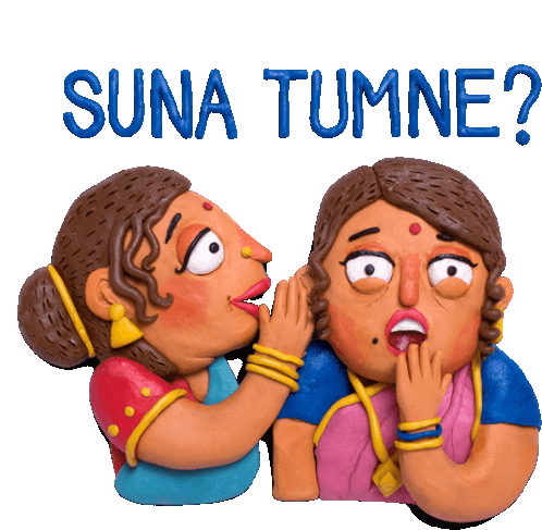 Woman Gossips Asking "Did You Hear?", In Hindi. Sticker - Indian Wedding Suna Tumne Have You Heard Stickers