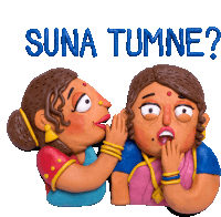 Woman Gossips Asking "Did You Hear?", In Hindi. Sticker - Indian Wedding Suna Tumne Have You Heard Stickers
