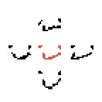 a pixel art drawing of a face with a red smiley face in the middle