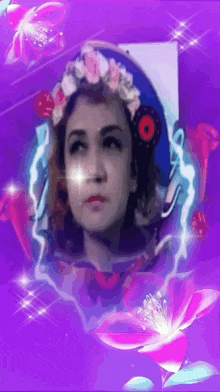 a picture of a woman with a flower crown on her head
