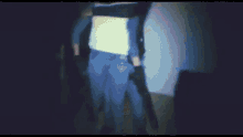 a blurry image of a person 's face with a green glow