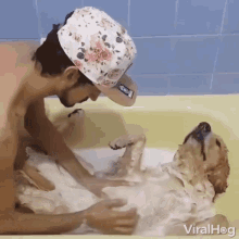 ahh massage bubble bath dog soapy