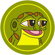a cartoon frog is sitting in a circle with its mouth open .