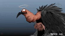 a 3d model of a vulture with the name animator eliza on the bottom right