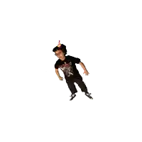 a boy wearing a party hat and a black shirt that says ' slayer ' on it