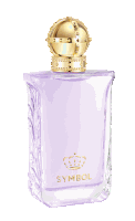 a bottle of symbol perfume has a crown on top