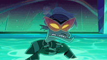 a cartoon character wearing sunglasses is in a pool of water
