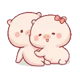 a couple of pigs sitting next to each other on a white background .