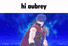 a video game character says hi aubrey on the bottom