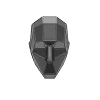 a black skull with a white background and a geometric design