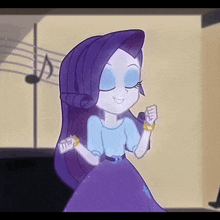 a cartoon of a girl with purple hair dancing