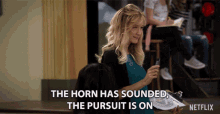 The Horn Has Sounded The Pursuit Is On Isabel May GIF - The Horn Has Sounded The Pursuit Is On Isabel May Katie Cooper GIFs