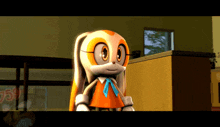 a cartoon rabbit is standing in front of a sign that says sonic