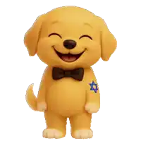 a cartoon dog wearing a bow tie is smiling with his eyes closed