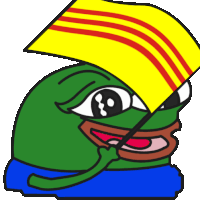 a cartoon frog is holding a yellow flag