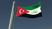 a flag with a red triangle and a white star on it