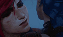 a close up of a woman 's face with the letter v on her face
