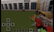 a screenshot of a minecraft game shows a cat being killed by a gun