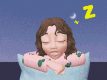 a cartoon of a girl sleeping with the letter z above her