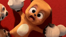 a cartoon dog is laying on the floor with a surprised look on his face