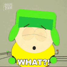 a cartoon character from south park says what