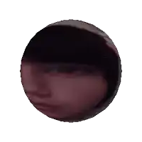 a pixelated image of a person 's face in a circle on a white background