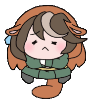 a cartoon drawing of a girl with brown hair and ears