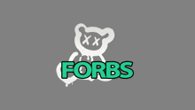 a forbs logo with a teddy bear with x 's on its face