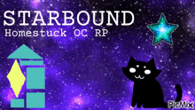 a starbound homestuck oc rp logo with a cat and a star