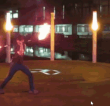 a blurry picture of a person standing in front of a sign that says ' a ' on it