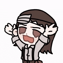 a cartoon drawing of a person with their arms outstretched