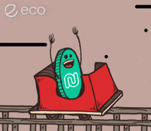 a cartoon drawing of a roller coaster with the word eco on the bottom left