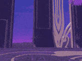 a close up of a girl 's face with a purple background