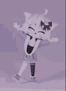 a 3d model of a cat girl with a skull on her head