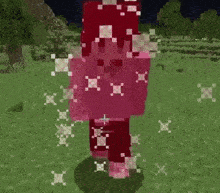 a person in a pink sweater is walking in a field in a video game .