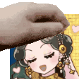 a pixel art of a woman wearing headphones and a hat with a hand on her head .