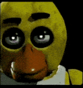 chica the chicken from five nights at freddy 's is looking at the camera with a serious look on her face .
