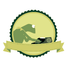 kermit the frog is typing on a typewriter in a circle