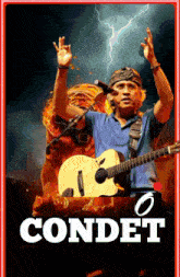 a poster of a man playing a guitar with the word condet below him