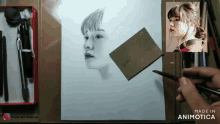 a drawing of a woman is being made by animatica